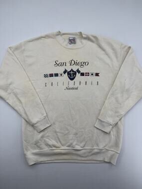 Vintage‎ San Diego Sweatshirt Mens Medium XL White Pullover USA Oneita